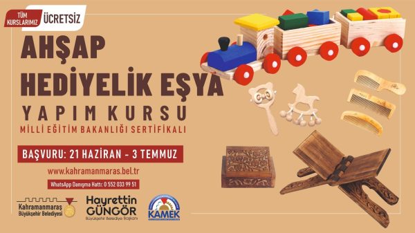 Büyükşehir Belediyesi’nin düzenlediği Ahşap Hediyelik Eşya Yapım Kursu’nda yeni dönem