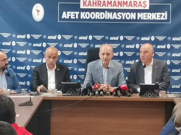 TBMM Başkanı Numan Kurtulmuş Kahramanmaraş Koordinasyon merkezinde açıklamalarda bulundu.Bir dizi
