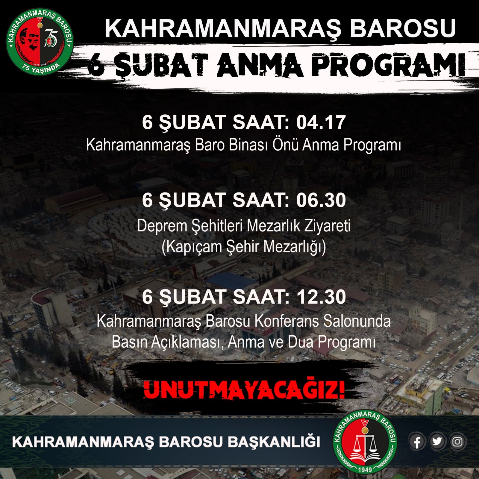 Kahramanmaraş Barosu Başkanı Avukat M. Burak Gül, 6 Şubat 2024