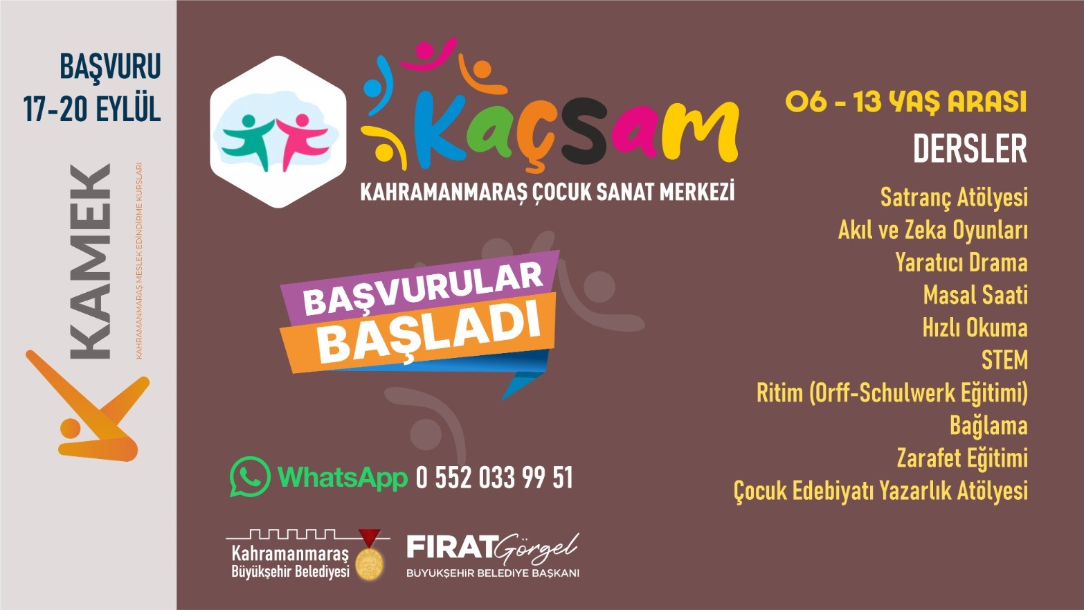 Büyükşehir Belediyesinin Çocuk Sanat Merkezi’nde yeni dönem kayıtları başladı. 6
