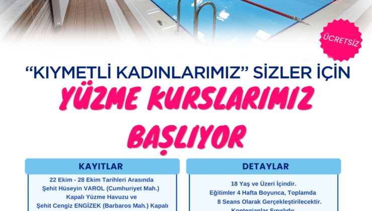 Kadınlara yönelik ücretsiz yüzme kursu