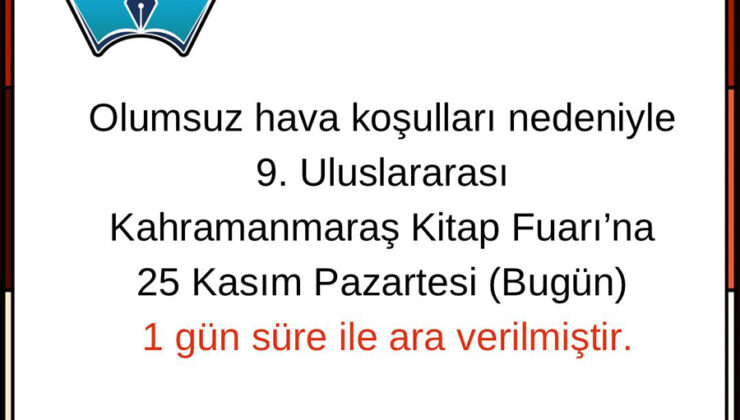 Kitap Fuarı’na 1 Gün Ara Verildi