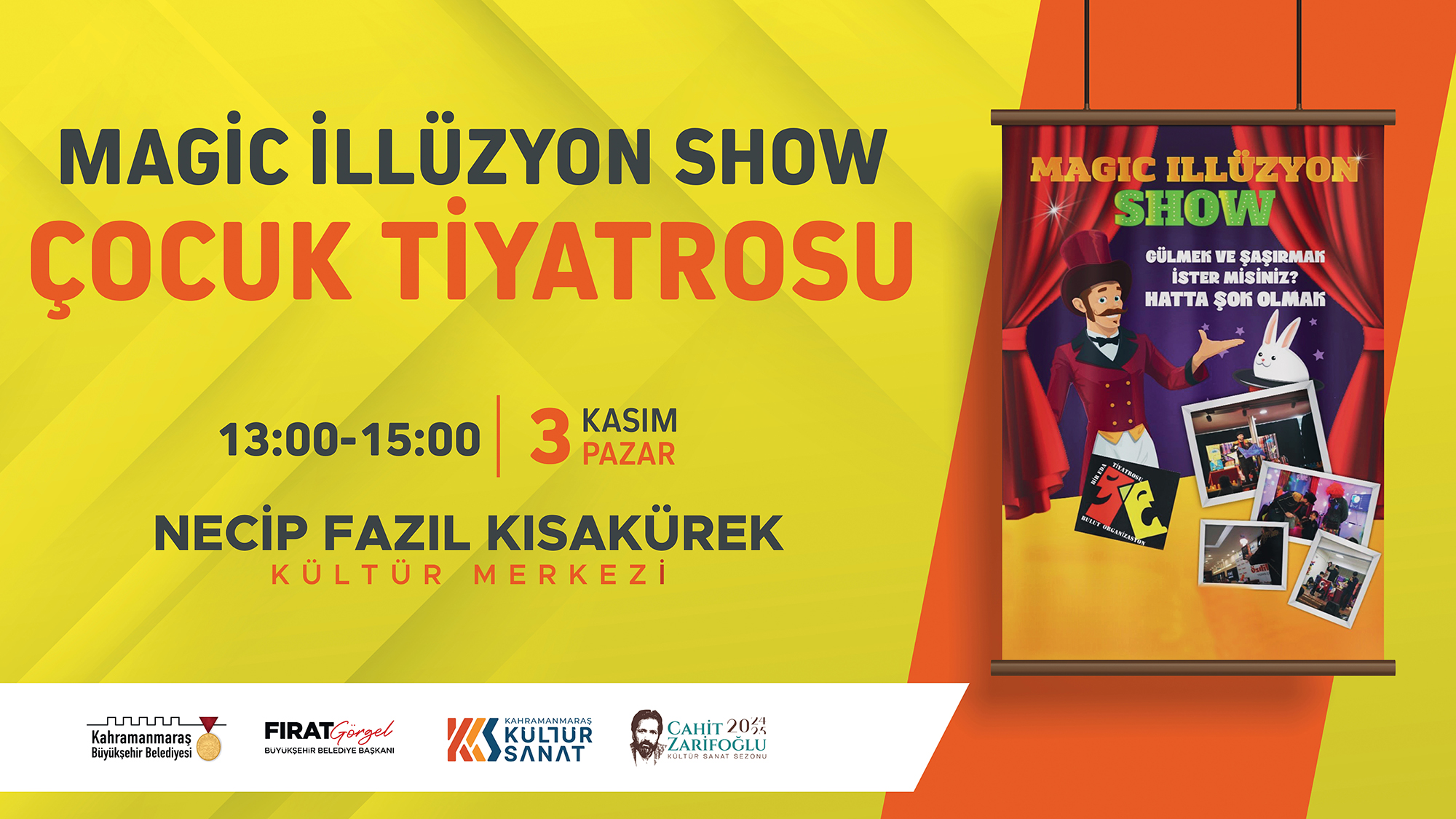 Büyükşehir Belediyesi, 3 Kasım Pazar günü NFK Kültür Merkezi’nde “Magic
