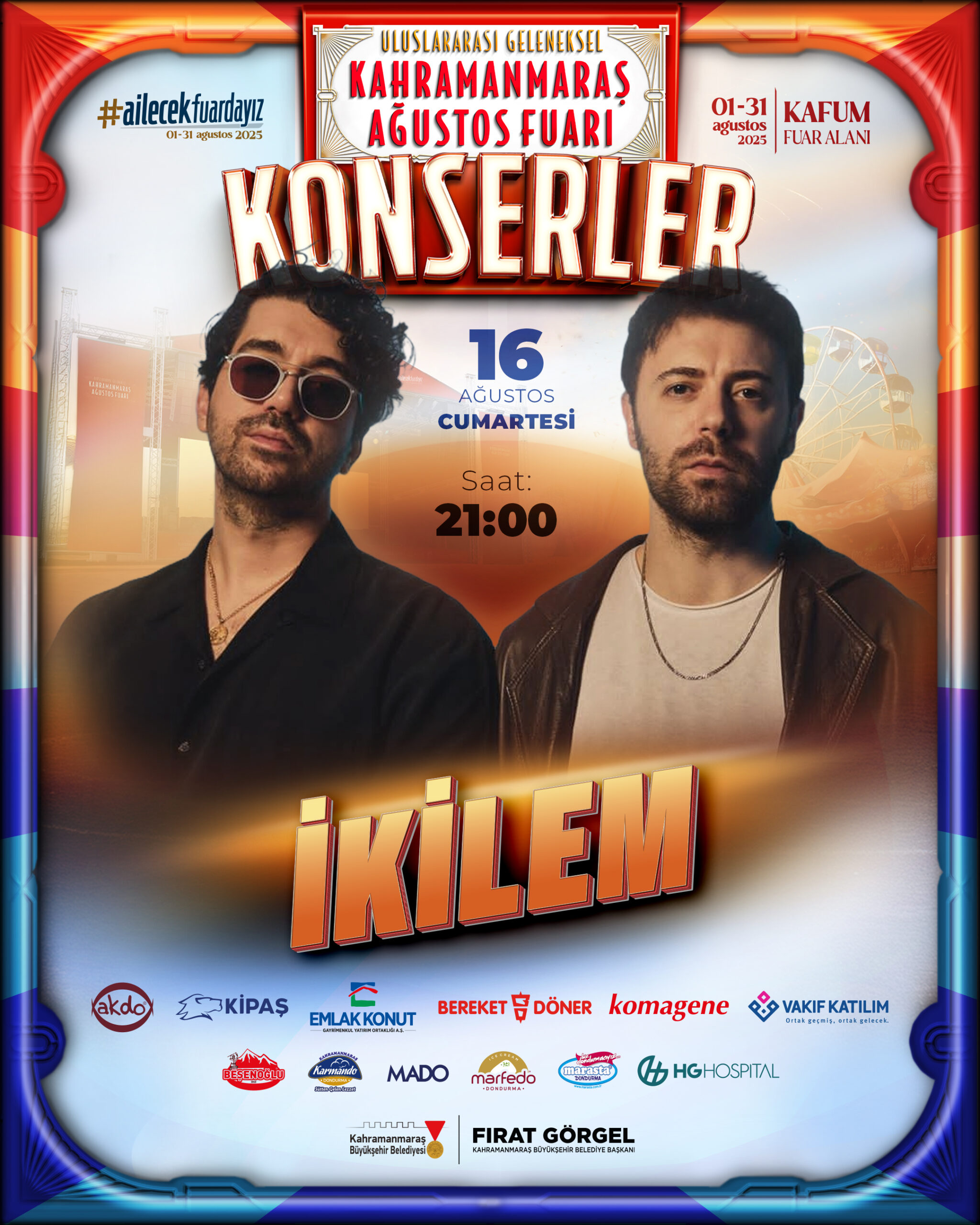 Kahramanmaraş Büyükşehir Belediyesinin düzenlediği Uluslararası Geleneksel Ağustos Fuarı’nda müzik şöleni