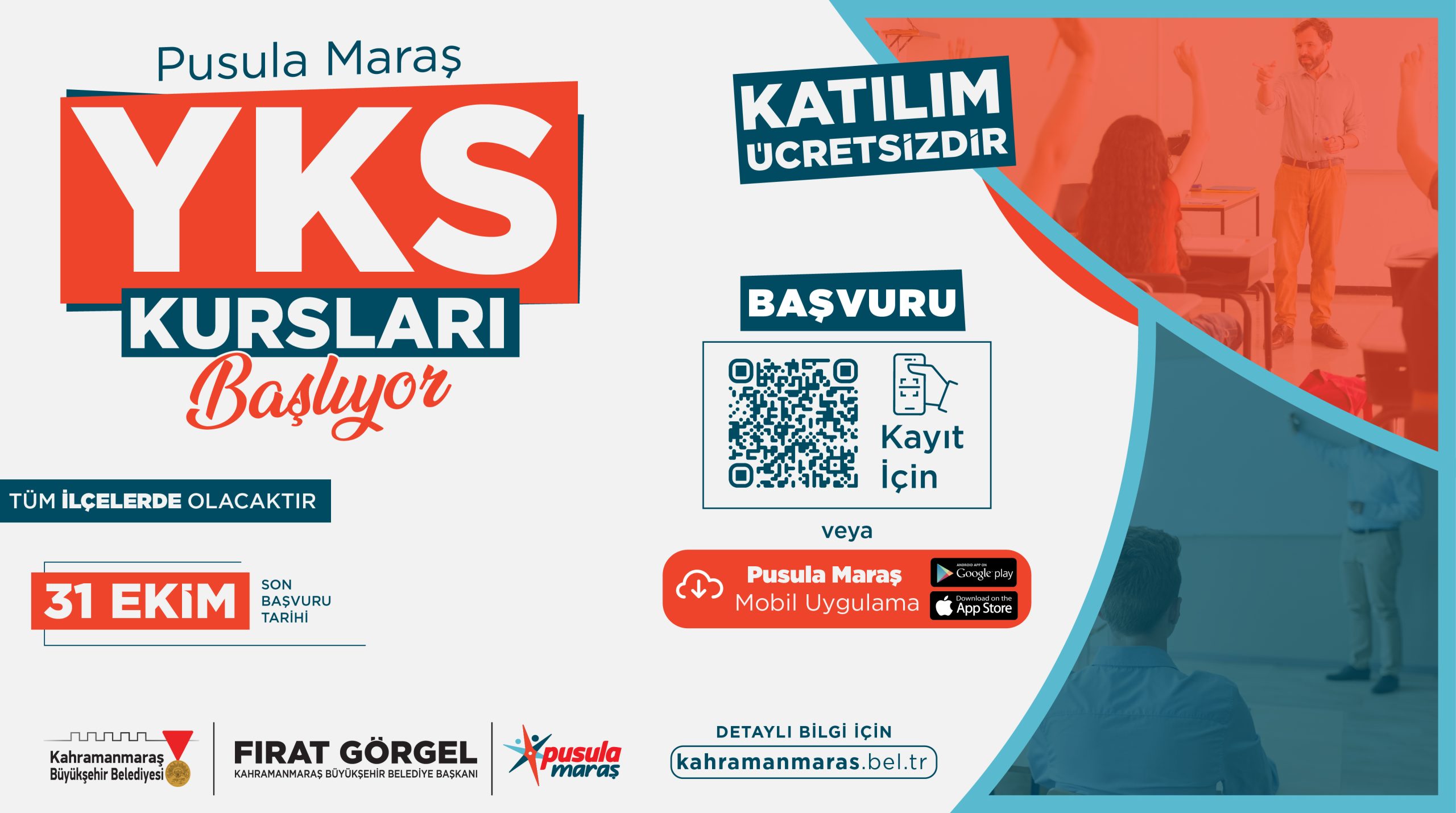 Büyükşehir Belediyesi, üniversiteye hazırlanan öğrencilere yönelik 11 ilçenin tamamında ücretsiz