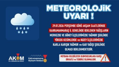 Büyükşehir Belediyesi Afet Koordinasyon Merkezi, 29 Ocak Perşembe günü akşam