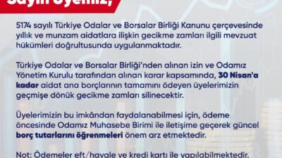 Kahramanmaraş Ticaret ve Sanayi Odası (KMTSO), üyelerine yönelik önemli bir