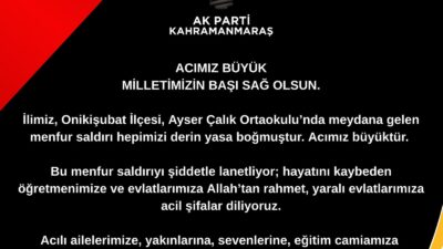 Kahramanmaraş’ta bir ortaokulda yaşanan saldırı, kentte derin üzüntüye neden oldu.