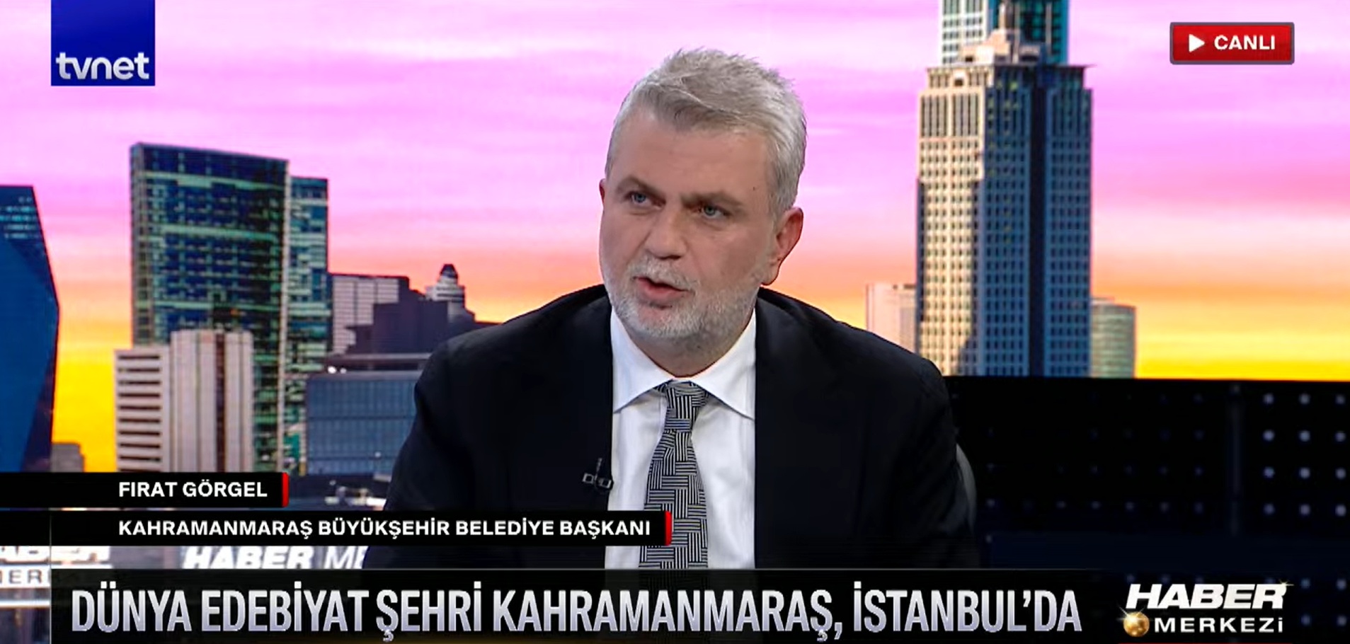 Kahramanmaraş Büyükşehir Belediye Başkanı Fırat Görgel, TVNET stüdyosunda moderatörlüğünü haber