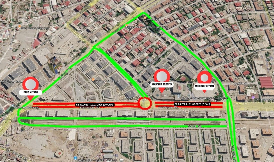 Kahramanmaraş Büyükşehir Belediyesi, Azerbaycan Bulvarı’nda etaplar halinde sürdürülen altyapı çalışmaları