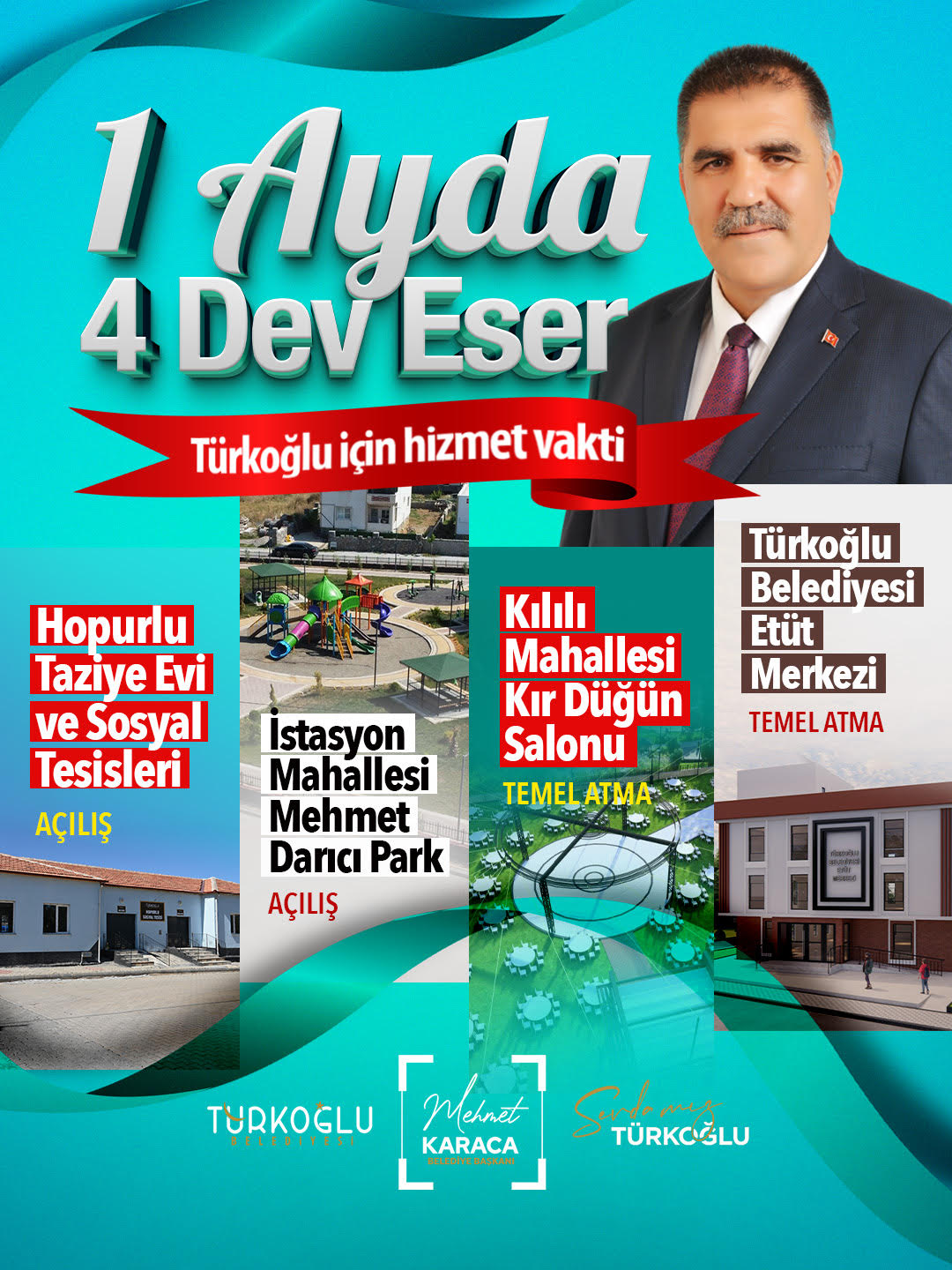 Türkoğlu Belediye Başkanı Mehmet Karaca mali disiplini sağlamasının ardından yatırım