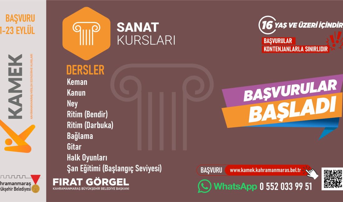 KAMEK’te Güz Dönemi Kurslarına Başvurular Başladı Büyükşehir Belediyesinin Meslek Edindirme ve Sanat Eğitimi Kursları’nda (KAMEK) güz