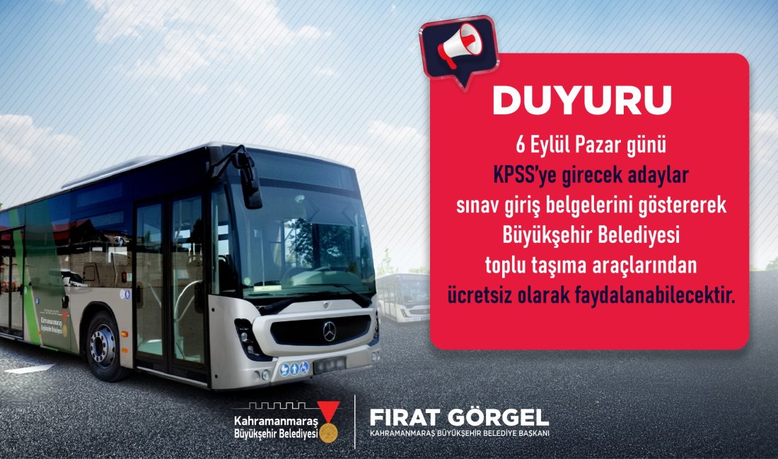 Büyükşehir Belediyesi, 6 Eylül Pazar günü gerçekleştirilecek KPSS’ye girecek adaylara