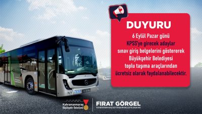 Büyükşehir Belediyesi, 6 Eylül Pazar günü gerçekleştirilecek KPSS’ye girecek adaylara