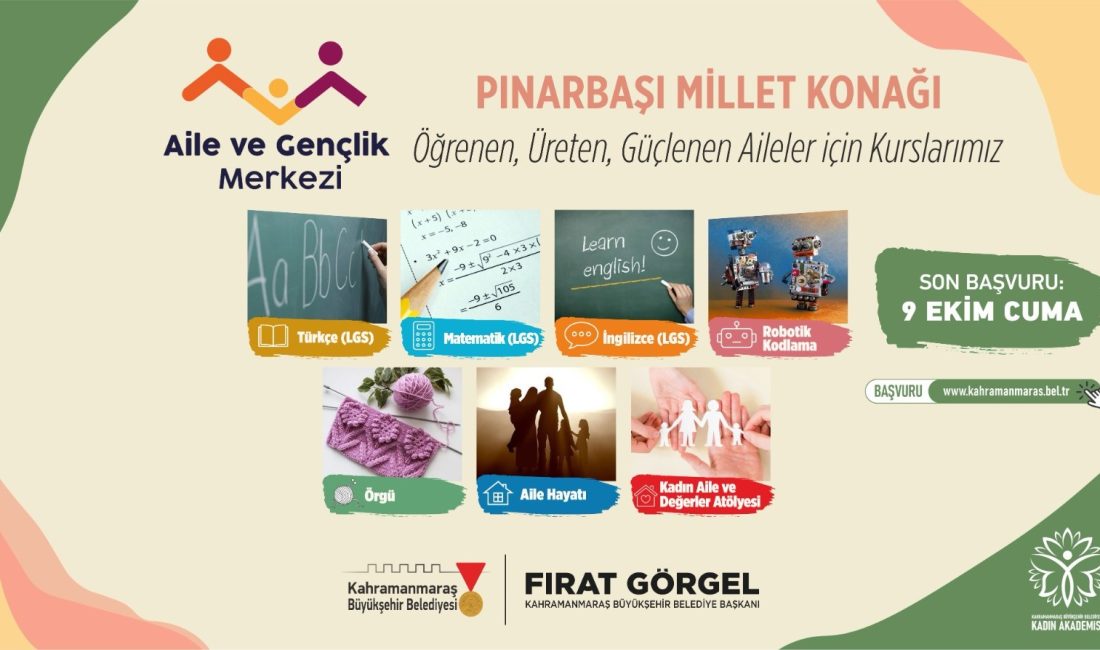 Pınarbaşı Millet Konağı’nda Kadınlar ve Öğrenciler İçin Eğitim Dönemi Başlıyor Büyükşehir Belediyesi, Pınarbaşı Millet Konağı Aile ve Gençlik Merkezi’nde gençler