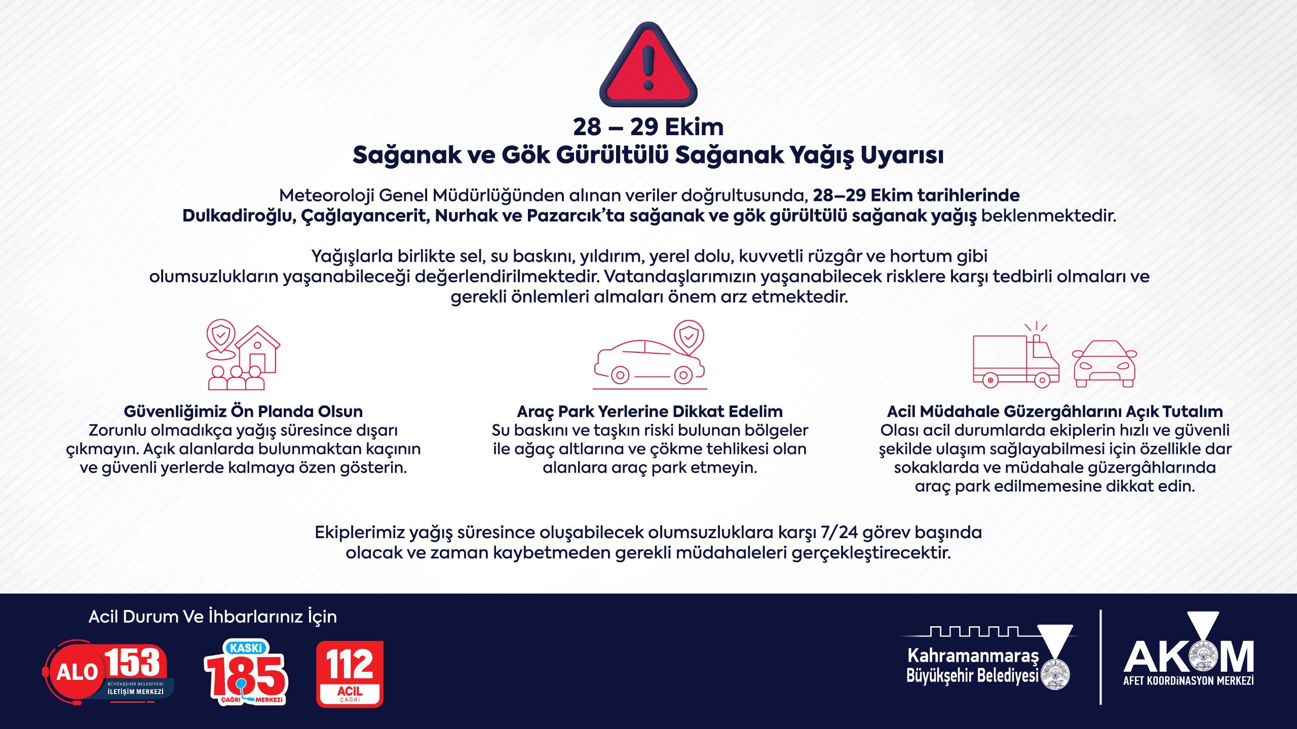 Büyükşehir Belediyesi Afet Koordinasyon Merkezi (AKOM); Çağlayancerit, Dulkadiroğlu, Pazarcık ve