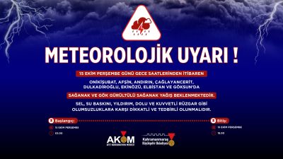 Büyükşehir Belediyesi Afet Koordinasyon Merkezi (AKOM); Onikişubat, Afşin, Andırın, Çağlayancerit,