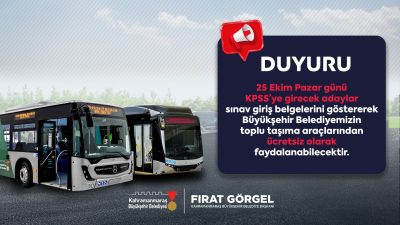 Büyükşehir Belediyesi, 25 Ekim Pazar günü gerçekleştirilecek önlisans KPSS’ye girecek